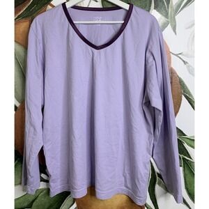 Cabelas  Womens 2XL V Neck Long Sleeve Pima Cotton Shirt Purple